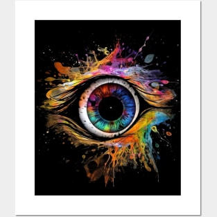 Colourful Eye In A Black Sky Posters and Art